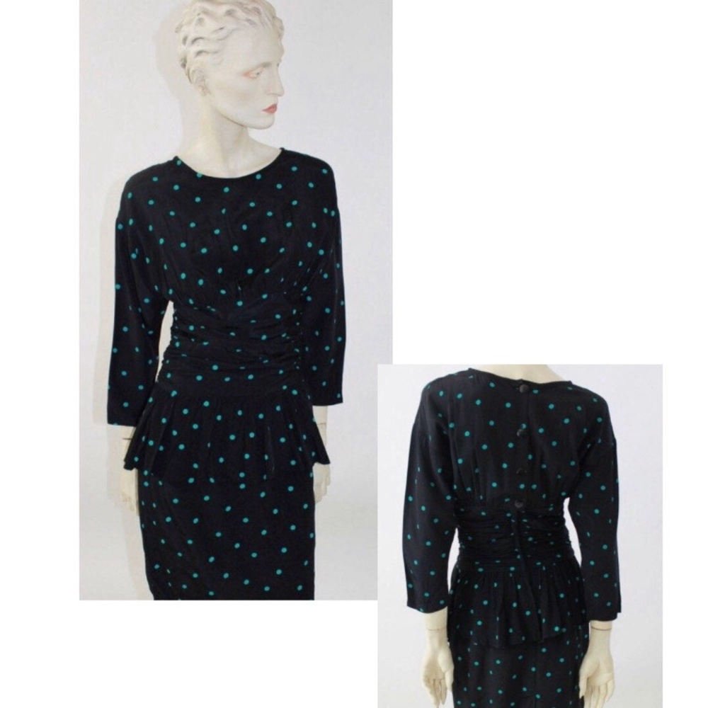 Vintage 1980/40s polka dot/nipped waist dress
